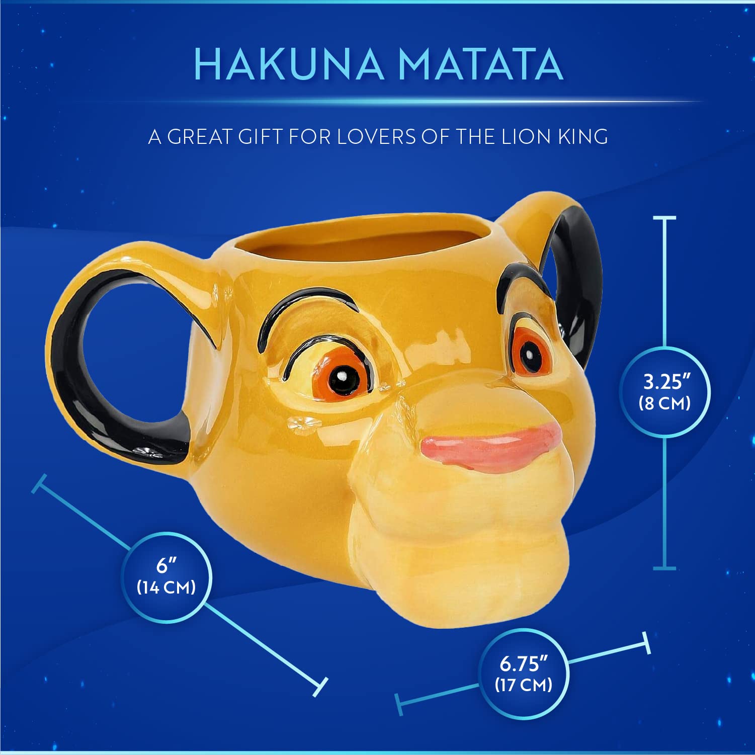 Paladone Simba Lion King Shaped Mug | Novelty Oversized Coffee Tea Ceramic Cup | Unique & Super Fun Way Of Drinking Your Favouri